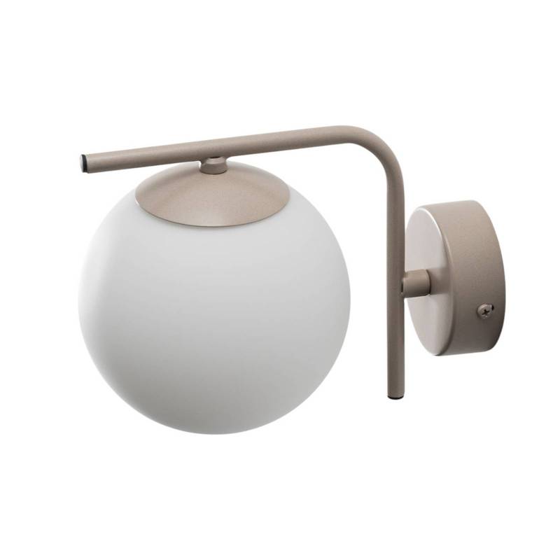 Wandleuchte Aurora, beige, Glas, 17 cm hoch, Kugel, E14 von Domiluce
