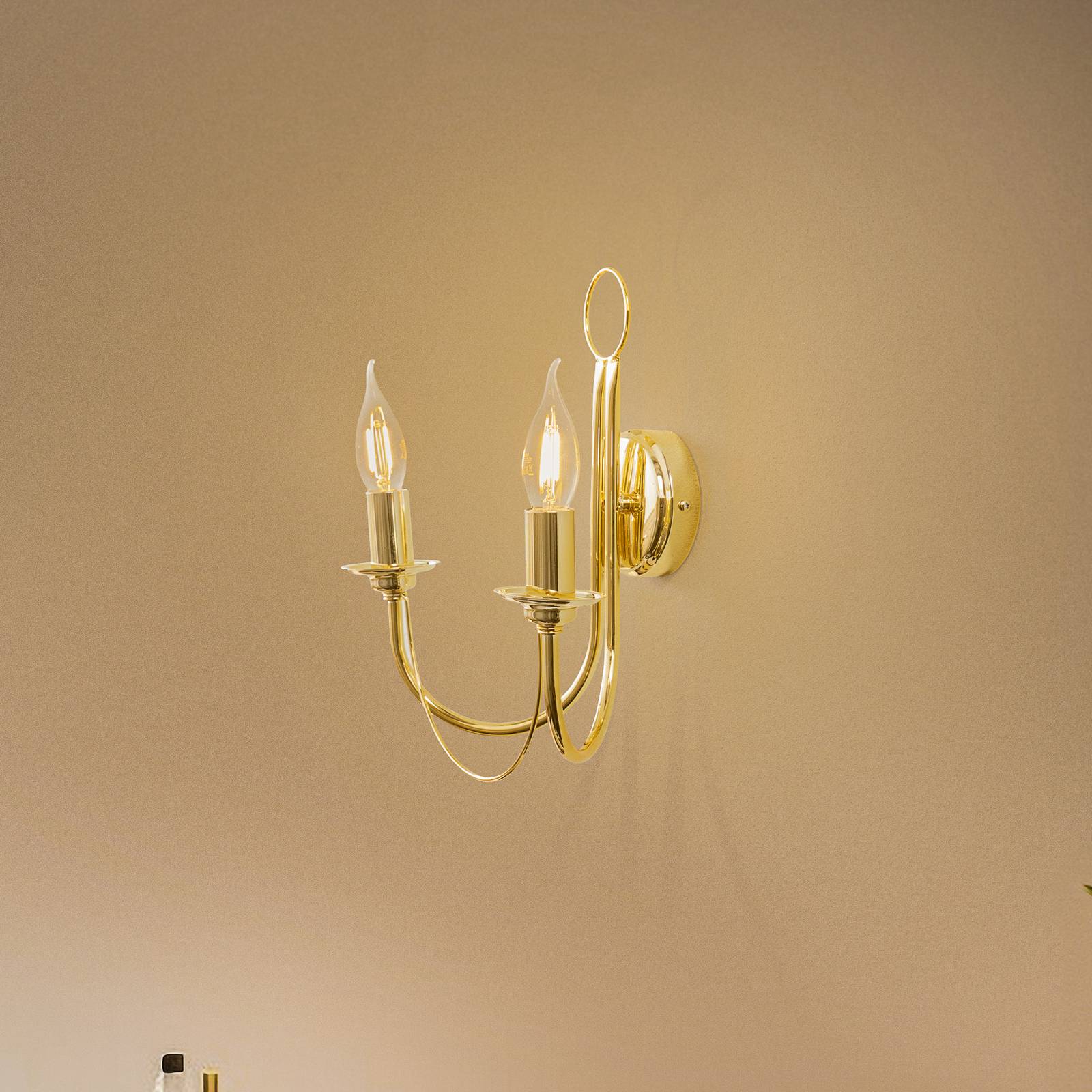 Wandleuchte Retro, zweiflammig, gold Wandleuchte Retro, zweiflammig, gold von Euluna