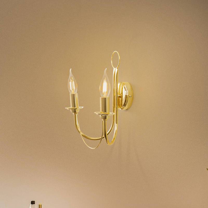 Wandleuchte Retro, zweiflammig, gold von Euluna