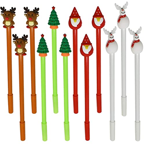 12pcs Weihnachten Themen Rollerball Stifte Schwarz Gel Ink Weihnachtsbaum Snowman Rentier von Domire