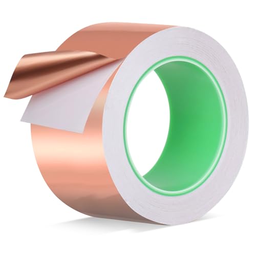 Kupferband Gegen Schnecken, 50mm x 20m Beidseitig Leitende EMI Kupferfolienband, Schneckenschutz Kupferband für Hochbeet Pflanzen, Kupferband Selbstklebend Schneckenabwehr, Schneckenband Kupfer von Domkan
