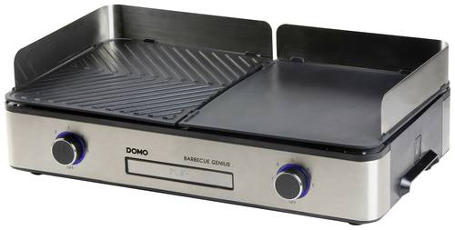 DOMO BBQ Genius Elektro Tischgrill Antihaftbeschichtung, Kontrollleuchte, mit Windschutz Schwarz, Ed von Domo