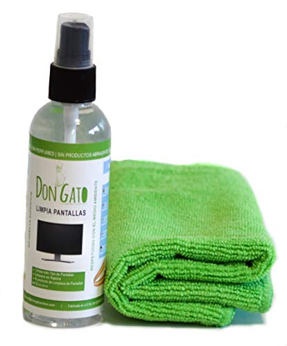 Don GATO - Bildschirmreiniger und Mikrofasertücher (100ml) für Fernseher, Tablets, Computer, Laptops und Mobiltelefone. Hergestellt aus Natúrlichen Produkten und Umweltbewusst… von Don Gato cleaning surface