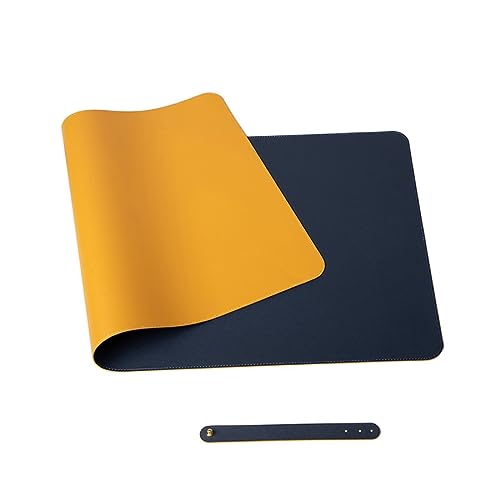 Donboly Tischunterlage, Schreibtischunterlage, PVC Tischunterlage, Laptop Tischunterlage, wasserdichte Schreibunterlage für Büro- oder Heimbereich, doppelseitig (Marineblau+Gelb, 80cmx40cm) von Donboly