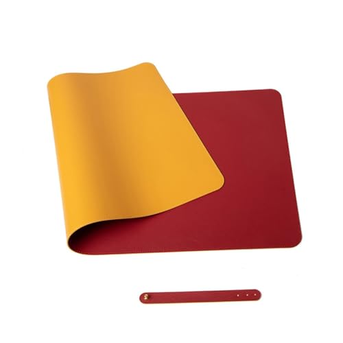 Donboly Tischunterlage, Schreibtischunterlage, PVC Tischunterlage, Laptop Tischunterlage, wasserdichte Schreibunterlage für Büro- oder Heimbereich, doppelseitig (Rot+Gelb, 90CMx45cm) von Donboly