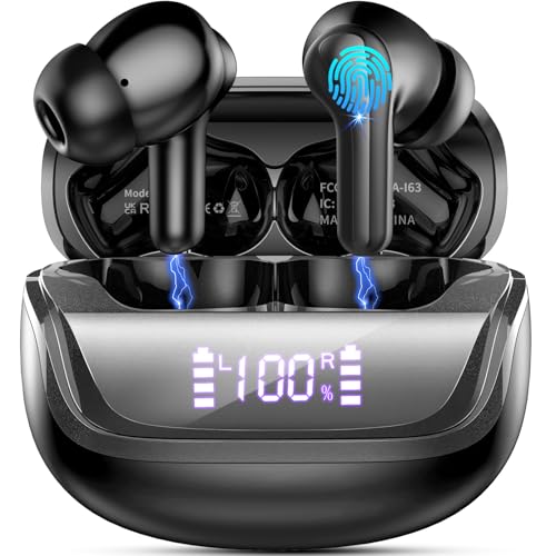 Donerton Bluetooth Kopfhörer, Bluetooth 5.4 Stereo HiFi Kopfhörer mit 4 HD Mic, Wireless Kopfhörer 45 Stunden LED Display, in Ear Kopfhörer mit Geräuschunterdrückung, Kabellos IP7 Wasserdicht von Donerton
