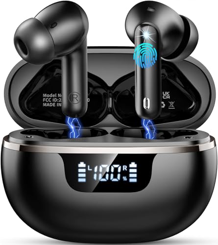Bluetooth Kopfhörer, Kopfhörer Kabellos Bluetooth 5.4, In Ear Kopfhörer mit ENC Noise Cancelling Mic, Kabellose Kopfhörer 40 Std Spielzeit Tiefer Bass mit LED-Anzeige, IP7 Wasserdicht Ohrhörer USB-C von Donerton