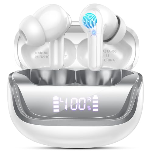 Bluetooth Kopfhörer, Kopfhörer Kabellos Bluetooth 5.4 In Ear Kopfhörer mit 4 ENC Noise Cancelling Mic, Wireless Kopfhörer IP7 Wasserdicht Wireless Earbuds Tiefer Bass, 45H Ohrhörer LED Anzeige von Donerton