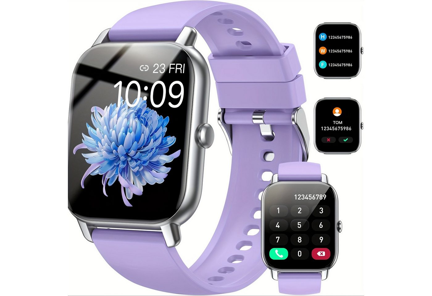 Donerton für Männer & Frauen Smartwatch (1.83 cm, Andriod iOS), mit Schlafverfolgung Fitnesschrittzähler Nachrichten-Erinnerungsalarme von Donerton