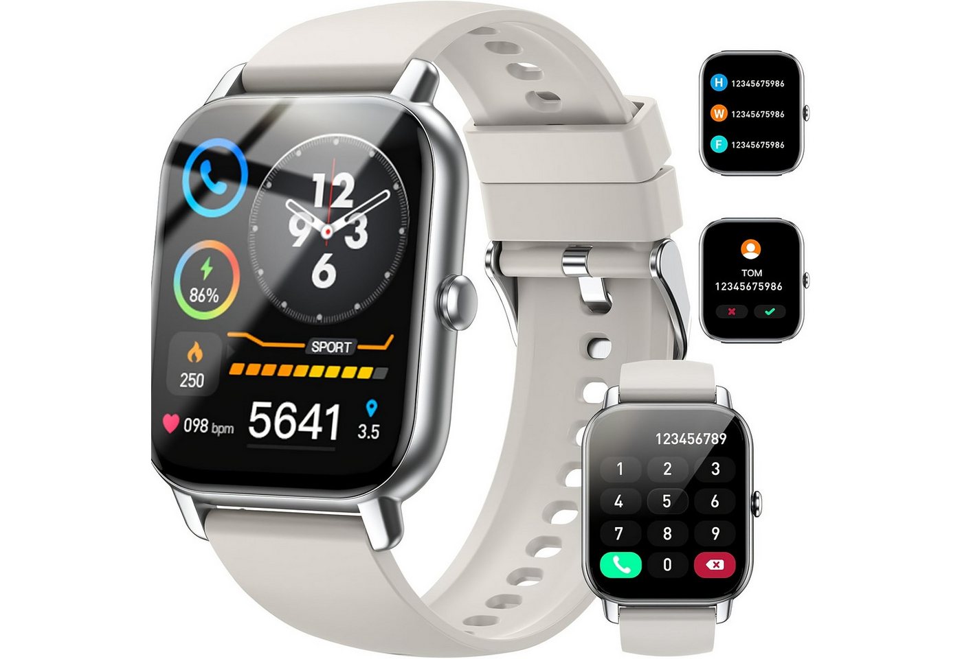 Donerton für Männer & Frauen Smartwatch (1.83 cm, Andriod iOS), mit Schlafverfolgung Fitnesschrittzähler Nachrichten-Erinnerungsalarme von Donerton