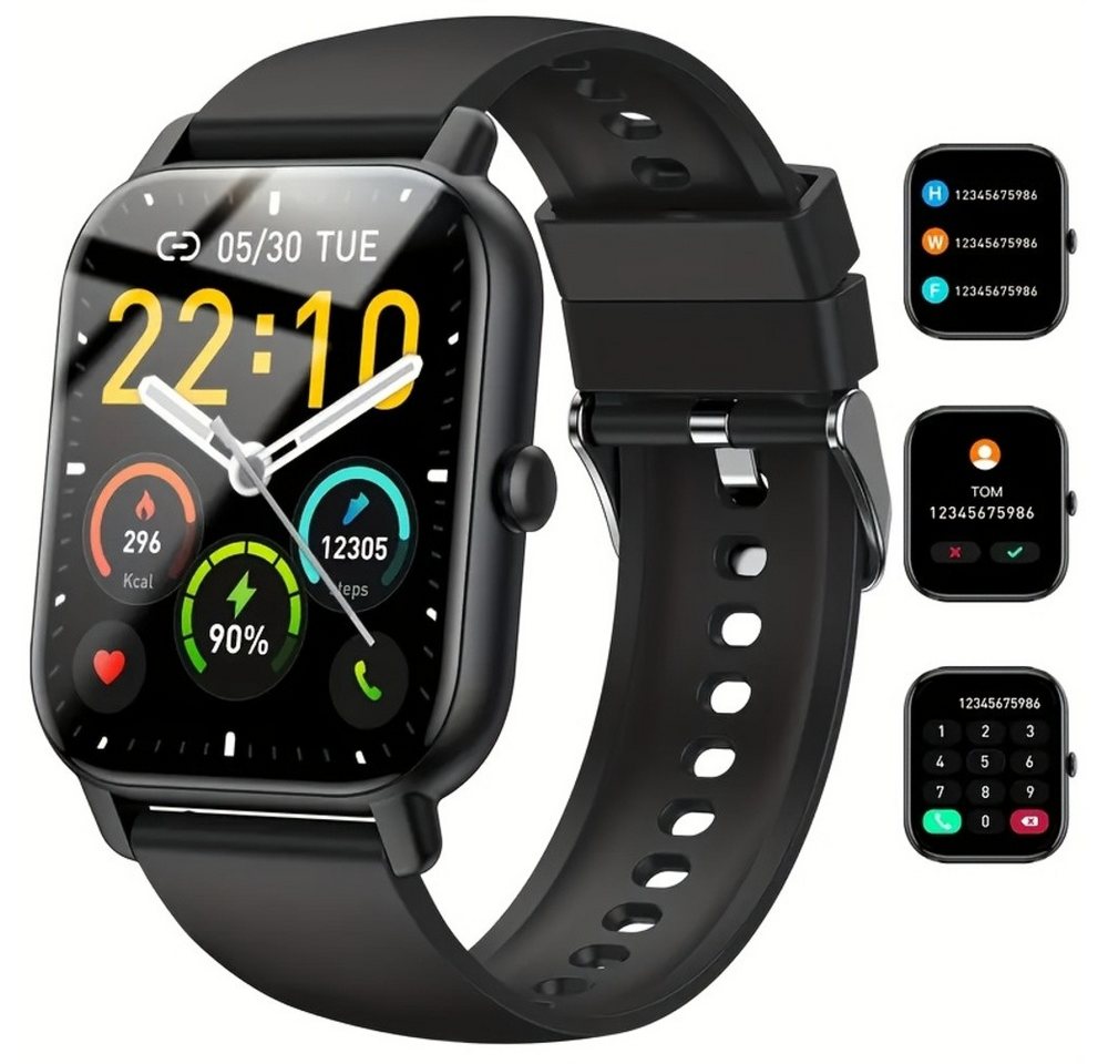 Donerton für Männer & Frauen Smartwatch (1.83 cm, Andriod iOS), mit Schlafverfolgung Fitnesschrittzähler Nachrichten-Erinnerungsalarme von Donerton