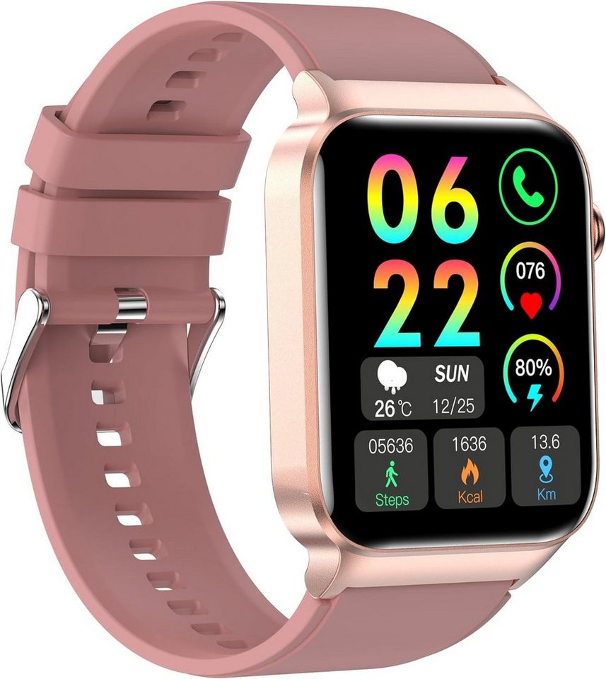 Donerton mit Telefonfunktion/Message Reminder Smartwatch (1,85 Zoll, Android / iOS), 112+Sportmodi IP68 Wasserdicht Sportuhr mit Puls-Schlaf-Monitor von Donerton