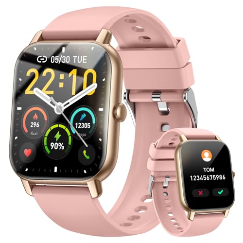 Smartwatch Damen Herren mit Bluetooth-Telefonfunktion, IP68 wasserdicht, SpO2, 1,85 Zoll Touchscreen Fitnessuhr,Herzfrequenz und Schlafmonitor, Schrittzähler sowie 100+ Trainingsmodi für Android iOS von Donerton