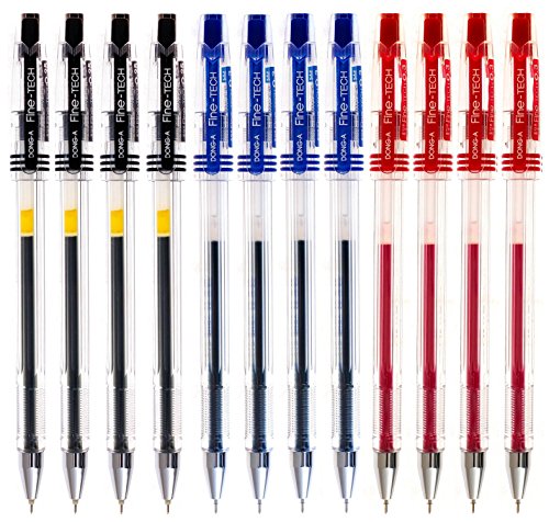 dong-a fine-tech, 0,3 mm, der Gel-Tinte Kugelschreiber, schwarz/blau/rot (12 Stück) von Dong-A