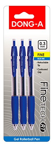 dong-a fine-tech RT Gel-Tinte Roller Ball Stifte, 0,3 mm 3-Pack blau von Dong-A