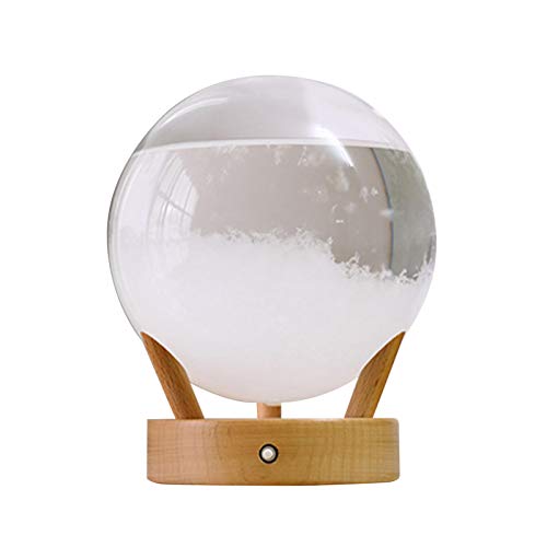 Sturmglas zur Wettervorhersage - Sturmglas in Kugelform mit 7 Farben Wechselndes Licht - Wetterglas Storm Glass Kristall Kreative Wetterstation Wetter Prognose mit Sockel für Weihnachten Geschenk von Dongzhi