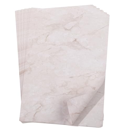 100 Blatt DIN A4 Briefpapier Marmor Optik, Beige, beidseitig bedruckt, bedruckbar von Donindis