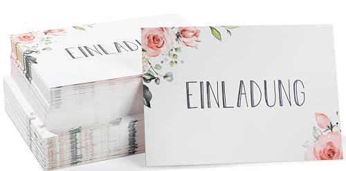 Schicke Einladungskarten im floralen Design für alle Anlässe - Packung mit 50 Karten & Umschlägen aus hochwertigem Kraftpapier Schicke Einladungskarten im floralen Design für alle Anlässe - Packung mit 50 Karten & Umschlägen aus hochwertigem Kraftpapier von Donindis