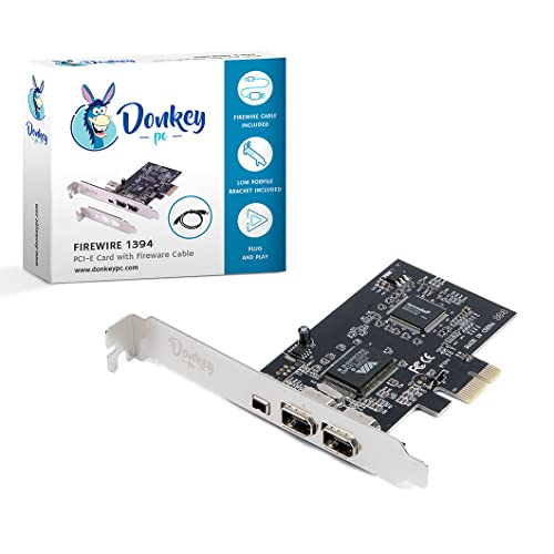 Donkey pc 4 Port PCI Express Firewire Karte, 4 Port IEEE 1394 PCI Express Adapter Treiber, Firewire 800 PCI-E Adapter für Windows 7/8/Mac OS mit Kabel von Donkey pc