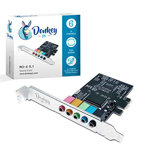 Donkey pc - PCI Express 5.1 Soundkarte mit hoher Direkt-Soundleistung und 3D Sound. Unterstützt 6 Kanäle DAC 5.1 Surround für Heimkino und Spiele. von Donkey pc