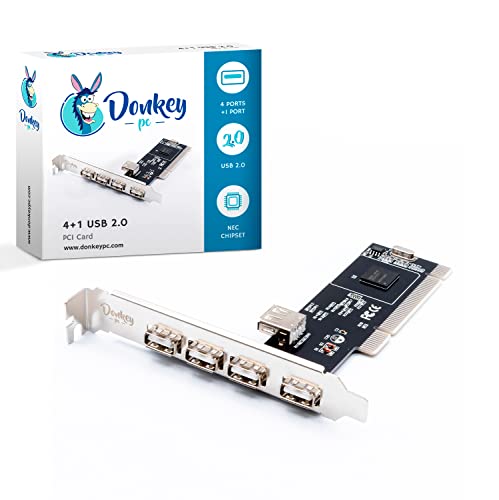 Donkey pc - PCI-auf-USB 2.0-Erweiterungskarte. PCI Karte mit 4 externen USB 2.0 und 1 internem USB 2.0 PCI-Controller-Adapter. von Donkey pc