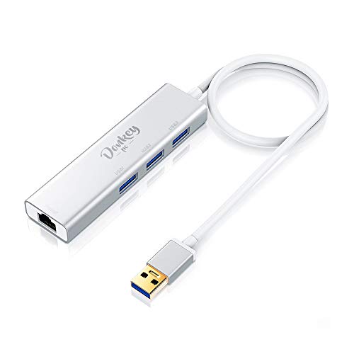 Donkey pc USB 3.0 Giga LAN Ethernet Adapter + USB 3.0 Hub (3 Ports) USB Adapter mit RJ45 LAN Port 1Gbps und USB 3.0 bis zu 5 Gbit/s Plug & Play von Donkey pc