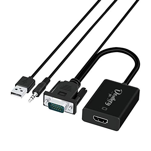 Donkey pc VGA auf HDMI Konverter VGA auf HDMI Adapter für PC HDMI Buchse auf VGA Stecker 1080p mit Audio kompatibel Raspberry Pi, Netflix, Webtv, MSN TV, TDT-Receiver, Miracast von Donkey pc