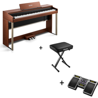 Donner DDP-200 PRO 88 Tasten Hammertastatur gewichtetes Digitalpiano Standard, Dunkelbraun / Klavier + X-Förmig Klavierhocker + Page Turner von Donner Music - DE
