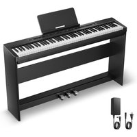 Donner DEP-16S Digitales Klavier, elektrisch, 88 Tasten, gewichteter Stahl, mit Ständer, Schwarz, Klavier von Donner Music - DE