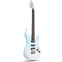 Vollgröße E-Gitarre für Anfänger mit klaren Tönen und Tremolo, Blau-Weiß-Farbverlauf von Donner Music - DE