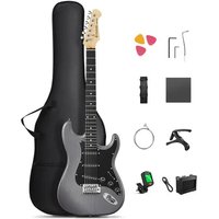 Donner DST-80 39 Zoll mattiertes ST-E-Gitarren-Kit mit Verstärker, Schwarz von Donner Music - DE