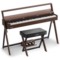 DONNER OURA™ R300 88-Tasten-Digitalpiano für zu Hause, Grau-Braun / Klavier + Bank【Offizielles Paket】 von Donner Music - DE