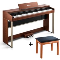 Donner DDP-200 PRO 88 Tasten Hammertastatur gewichtetes Digitalpiano Standard, Dunkelbraun / Klavier + Bank von Donner Music - DE