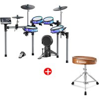 Donner BackBeat Elektronisches Schlagzeug E-Drum Set mit anpassbaren LED-Lichtern und 7-Zoll-Touchscreen, Backbeat + DT-50 Drum Throne Donner BackBeat Elektronisches Schlagzeug E-Drum Set mit anpassbaren LED-Lichtern und 7-Zoll-Touchscreen, Backbeat + DT-50 Drum Throne von Donner