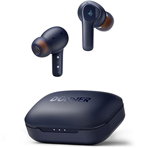 Donner Bluetooth Kopfhörer mit Geräuschunterdrückung, In Ear Kopfhörer kabellos mit 12mm Audiotreiber, intensiver Bass, Noise Cancelling Kopfhörer mit 4 Mikrofone, 32 Std Akku, Bluetooth 5.2 - blau von Donner