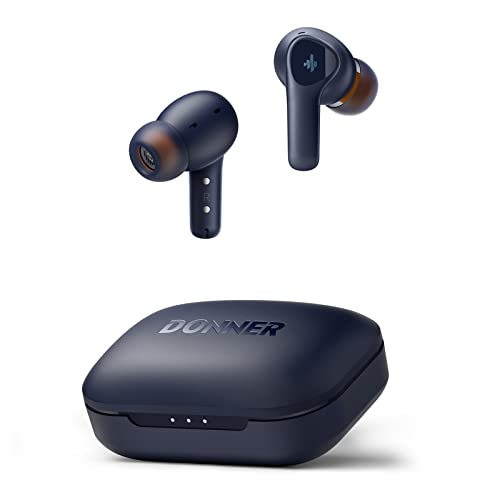 Donner Bluetooth Kopfhörer mit Geräuschunterdrückung, In Ear Kopfhörer kabellos mit 12mm Audiotreiber, intensiver Bass, Noise Cancelling Kopfhörer mit 4 Mikrofone, 32 Std Akku, Bluetooth 5.2 - blau von Donner