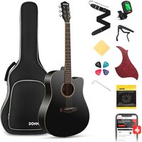 Donner DAG-1CB  Akustikgitarre Set in voller Größe Akustik Gitarre 4/4 Cutaway Anfänger Erwachsene 41 Zoll (Schwarz） - Dreadnought Cutaway von Donner