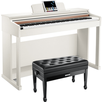 Donner DDP-100 Home Digitalpiano mit 88 Hammermechanik Tasten, Weiß / Piano + Duet höhenverstellbare Bank von Donner