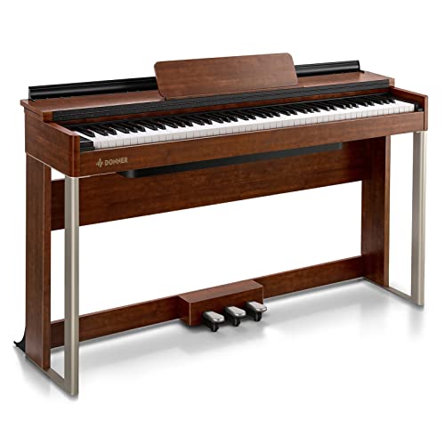 Donner DDP-200 Digital Piano 88 Tasten gewichtete Tastatur Klavier, abgestufte Hammermechanik E-Piano für professionelle Anfänger, Home Digital Piano mit LCD-Bildschirm/5 Reverb/BT MIDI/Drei Pedal von Donner