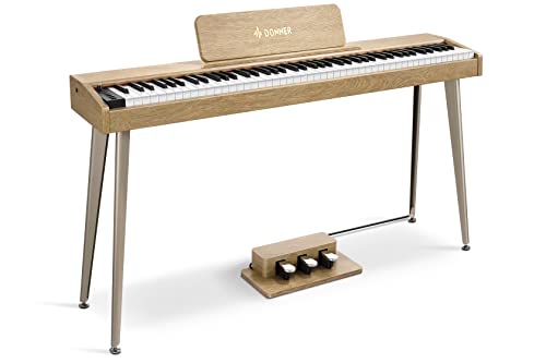 Donner DDP-60 88 Tasten Digital Piano für Anfänger, Elektrisches Keyboard mit anschlagdynamischen Tasten, 128 Stimmen, 83 Rhythmen, 8 Reverb-Effekte, 5 Stärkekurven, Auto Chord von Donner
