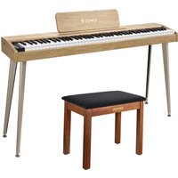 Donner DDP-60 E-piano Keyboard Holzstil Home Digitalpiano, Helle Holzfarbe / Piano + Klavierbank Braun von Donner