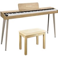 Donner DDP-60 Digitalpiano - Helle Holzfarbe / Piano + Klavierbank Helles Holz von Donner