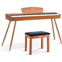 Donner DDP-80 Digital-Piano für Zuhause 88 gewichtete Tasten & Stilvolles Holzdesign mit 3 Pedale - Natürlich / Piano + Hölzerner Klavierbank von Donner