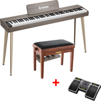 Donner DDP-80 Holzstil 88 Tasten Digitalpiano, Walnut / Piano + höhenverstellbare Bank + Page Turner von Donner