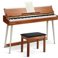 Donner DDP-80 PLUS Digitalpiano Minimalistisches Holzdesign - Piano + Brauner Klavierbank von Donner