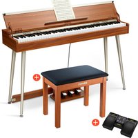 Donner DDP-80 Plus Epiano Keyboard Holzstil Digitalpiano, Piano + Klavierbank + Page Turner von Donner