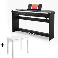 Donner DEP-10S Epiano Keyboard mit 88 halbgewichteten Tasten Set Digitalpiano, Piano + Weißer Klavierhocker von Donner