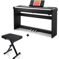 Donner DEP-10S Epiano Keyboard mit 88 halbgewichteten Tasten Set Digitalpiano, Piano + X-Förmig Klavierhocker von Donner