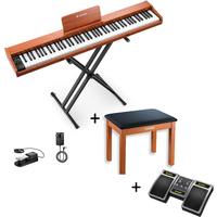 Donner DEP-1S Digitalpiano Halbgewichtete E-Piano Tastatur im Holzstil, Piano + Hölzerner Klavierbank + Page Turner von Donner
