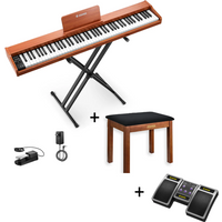 Donner DEP-1S Digitalpiano Halbgewichtete E-Piano Tastatur im Holzstil, Piano + Klavierbank Braun + Page Turner Donner DEP-1S Digitalpiano Halbgewichtete E-Piano Tastatur im Holzstil, Piano + Klavierbank Braun + Page Turner von Donner